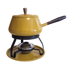 Midcentury Fondue Pot & Warmer Mustard Yellow