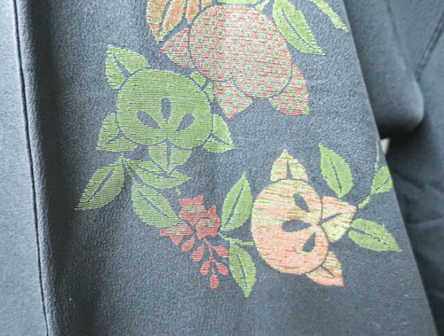 Japanese Black Haori Jacket - Kimono Silk One Crest Flower Black 50y EB-161 - Picture 5 of 13