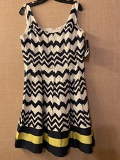 Nine West sleeveless fit & flare A-line dress size 14 blue and white stripes