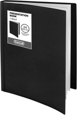 Black Presentation Book Binder 24 Non Refilling Sleeves 8.5X11 Document Organ...