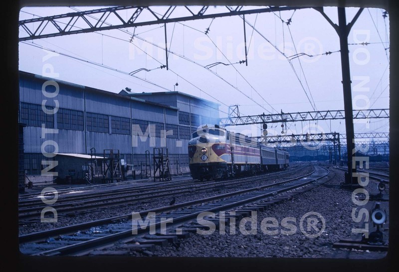 Original Slide EL Erie Lackawanna E8A 814 Commuter Train Action Hoboken NJ 1968