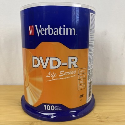Verbatim Life Series 16x DVD-R Discs - Pack of 100