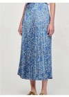 Sandro Paris Blue Floral Print Elastic Waist Pleated Skirt Sz 1 /S — photo 1