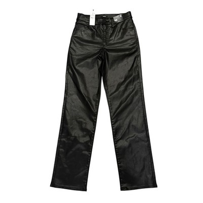 NWT Express Faux Matte Leather Straight Leg Pants High Rise Black 4x30 Chic Edgy