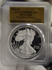 2018 W US Proof Silver Eagle $1 FDOI PCGS PR70 DCAM Gold Label