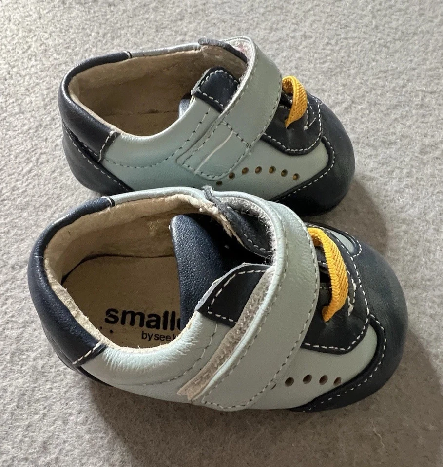 Smaller (See Kai Run) Shoes Baby Boys 0-6 Months Faux Suede Leather Blue Yellow - Image 2 of 4