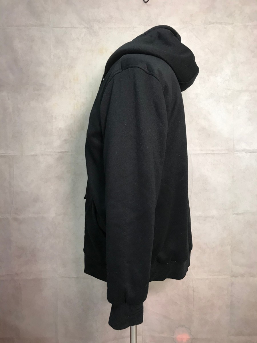 Q-Active Men's Full Zip Hoodie Sherpa Lined Full Zip Black Size XL