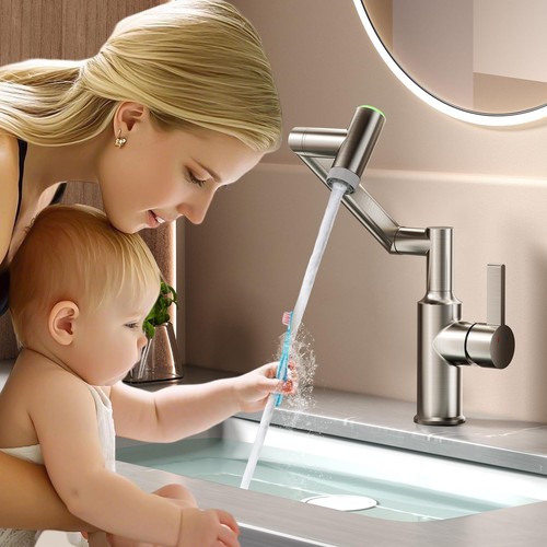 Single Hole Rotatable Bathroom Faucet with Temperature Display, Single Handle... - Picture 2 of 7