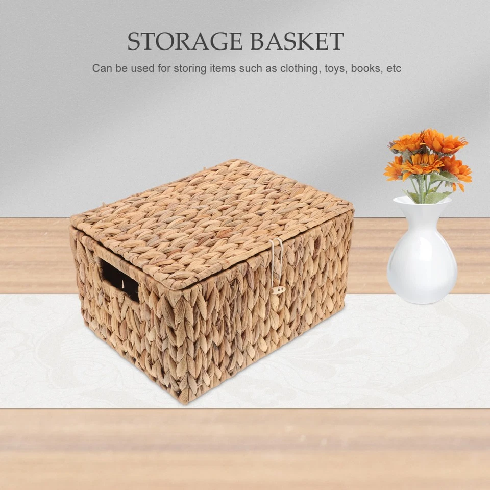  Rectangular Woven Basket Storage Basket Decorative Basket Heavy Duty Storage - Image 3 of 4