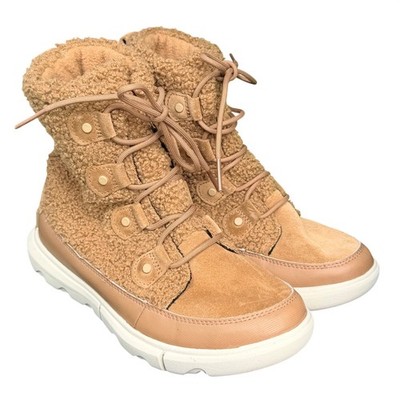 Sorel Explorer II Joan Faux Fur Boots Fawn Sherpa Suede NL4455-257 Womens 8.5