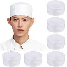  6 Pcs Unisex Vent Chef Hats Adjustable Kitchen Cooking Caps One Size White