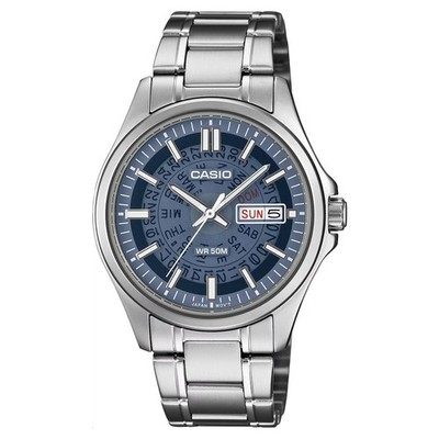 Casio Herrenuhr MTP-E740-2A1VER blaues Zifferblatt Tag Datum UVP 85,00 £