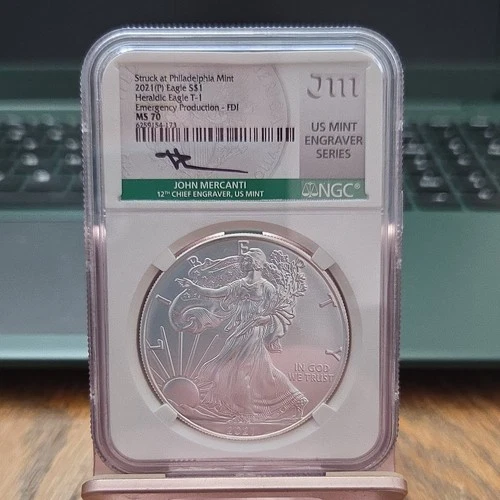Mercanti Signed! 2021 American Eagle 1 oz Silver NGC MS 70 Philadelphia Mint