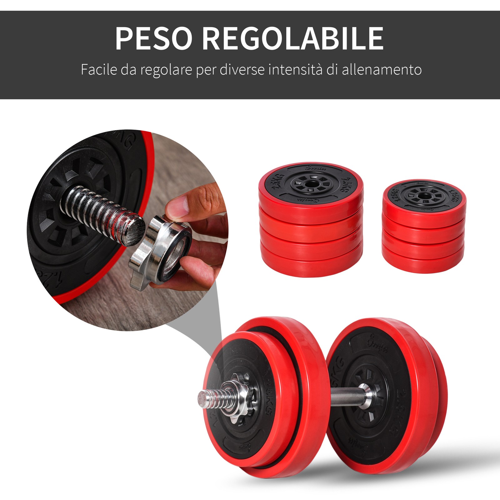 Set 2 in 1 Bilanciere e Manubri Pesi 20kg foto 6