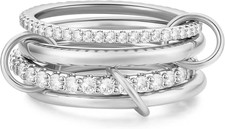 14K Gold Interlocking Stackable Rings for Women Silver Gold Stack Ring Set wit