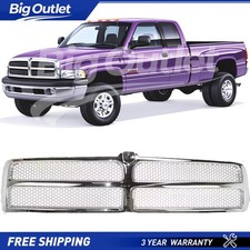 New Front Grille Chrome Silver Insert For 1994-2002 Dodge Ram 2500 Pickup New Front Grille Chrome Silver Insert For 1994-2002 Dodge Ram 2500 Pickup