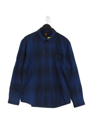 Lee Herren Hemd M Blau Kariert 100% Baumwolle Basic Neu Mit Etikett