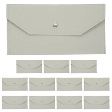 12Pcs PU Leather Envelope Wallet Money for Women Men,Light Gray
