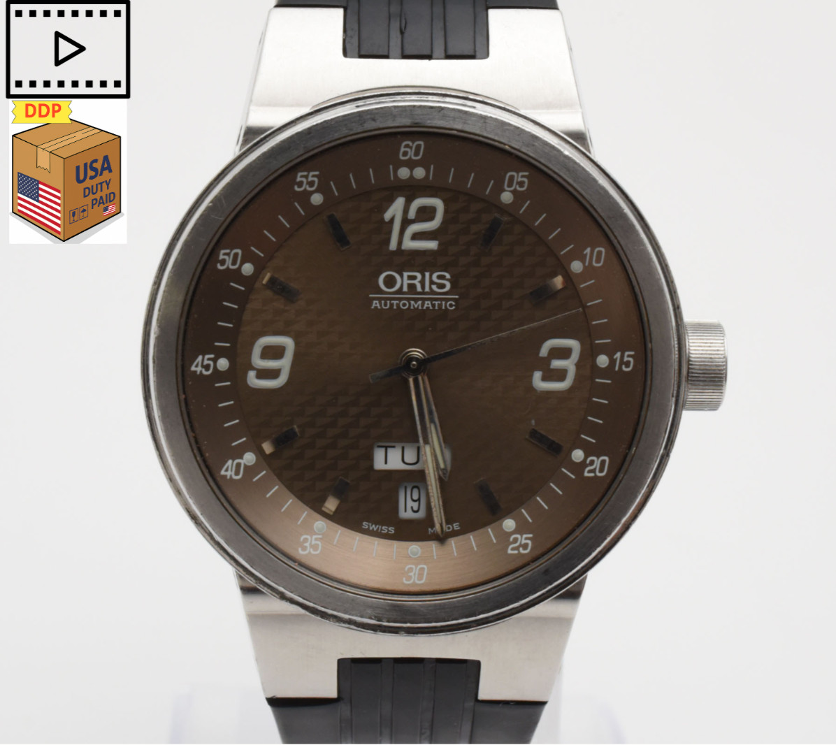 [Exc+5 w/Box] ORIS Williams F1 Team 7560 Brown Automatic 40mm Men's Watch JAPAN