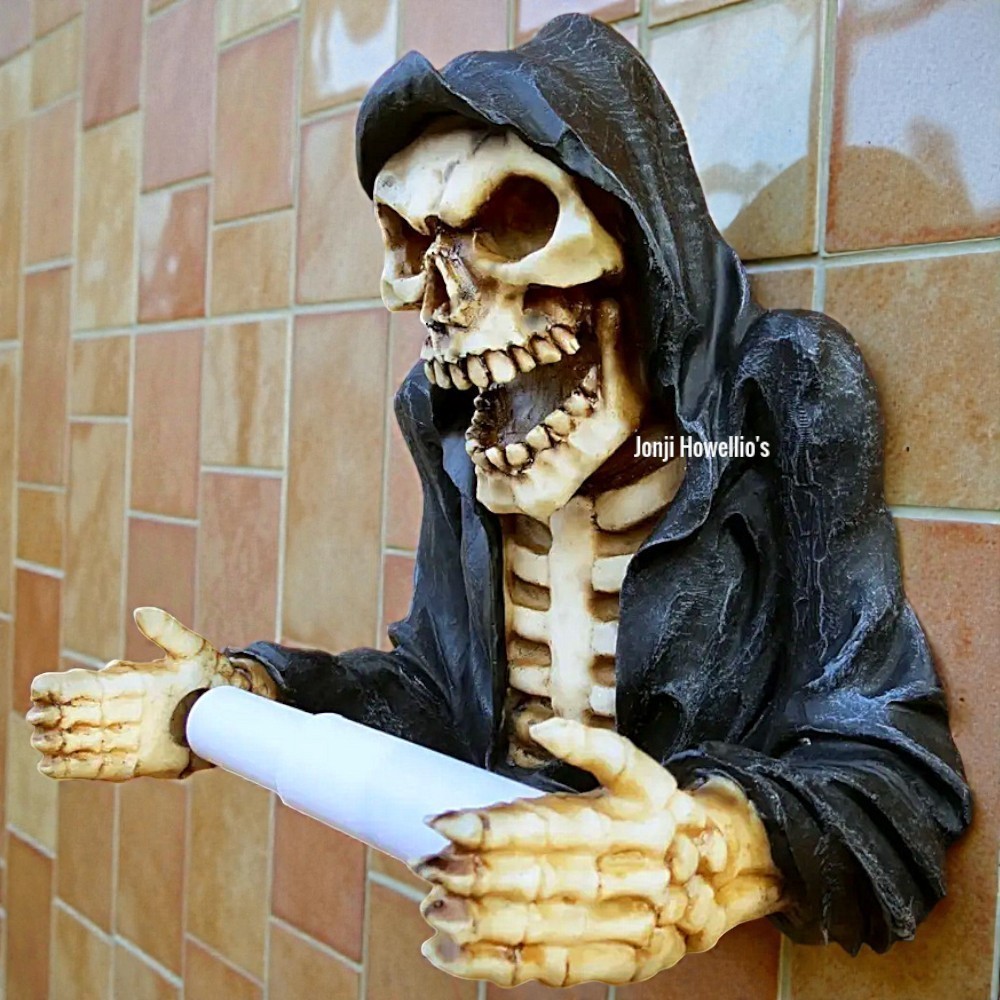 Grim Reaper Toilet Roll Holder Gothic Pagan Wiccan Bathroom Wall Home Decor