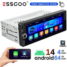 6.86" Single DIN Android 14 Car Stereo GPS Navi 4+64G GPS Head Unit Radio+Camera