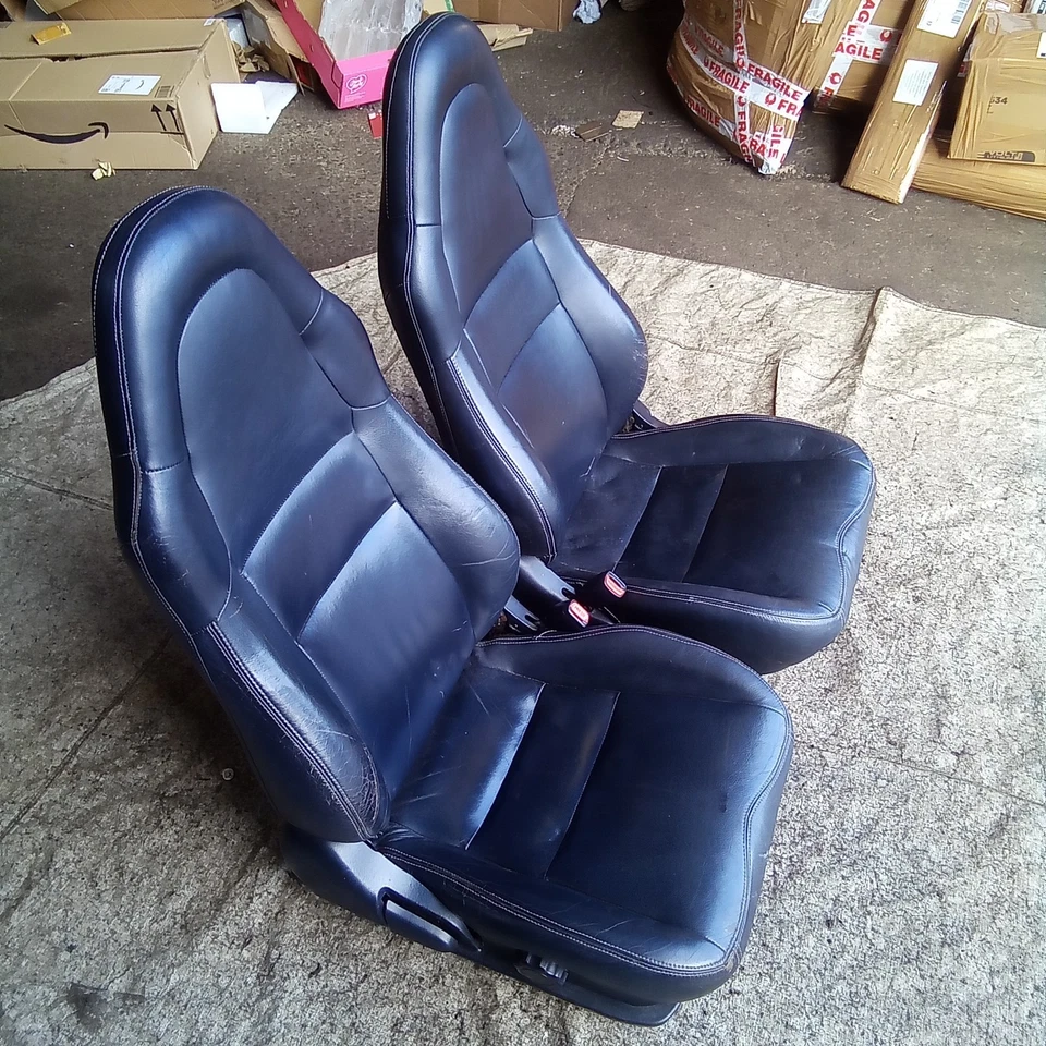 Toyota MR2 Roadster Mk3 1999-2007 PAIR Front Black Leather Tombstone Seats - Image 4 of 4