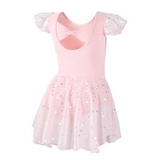 Girls Ballet Leotards Toddler Shiny Dance Leotard Dresses with 4-6 Years Pink