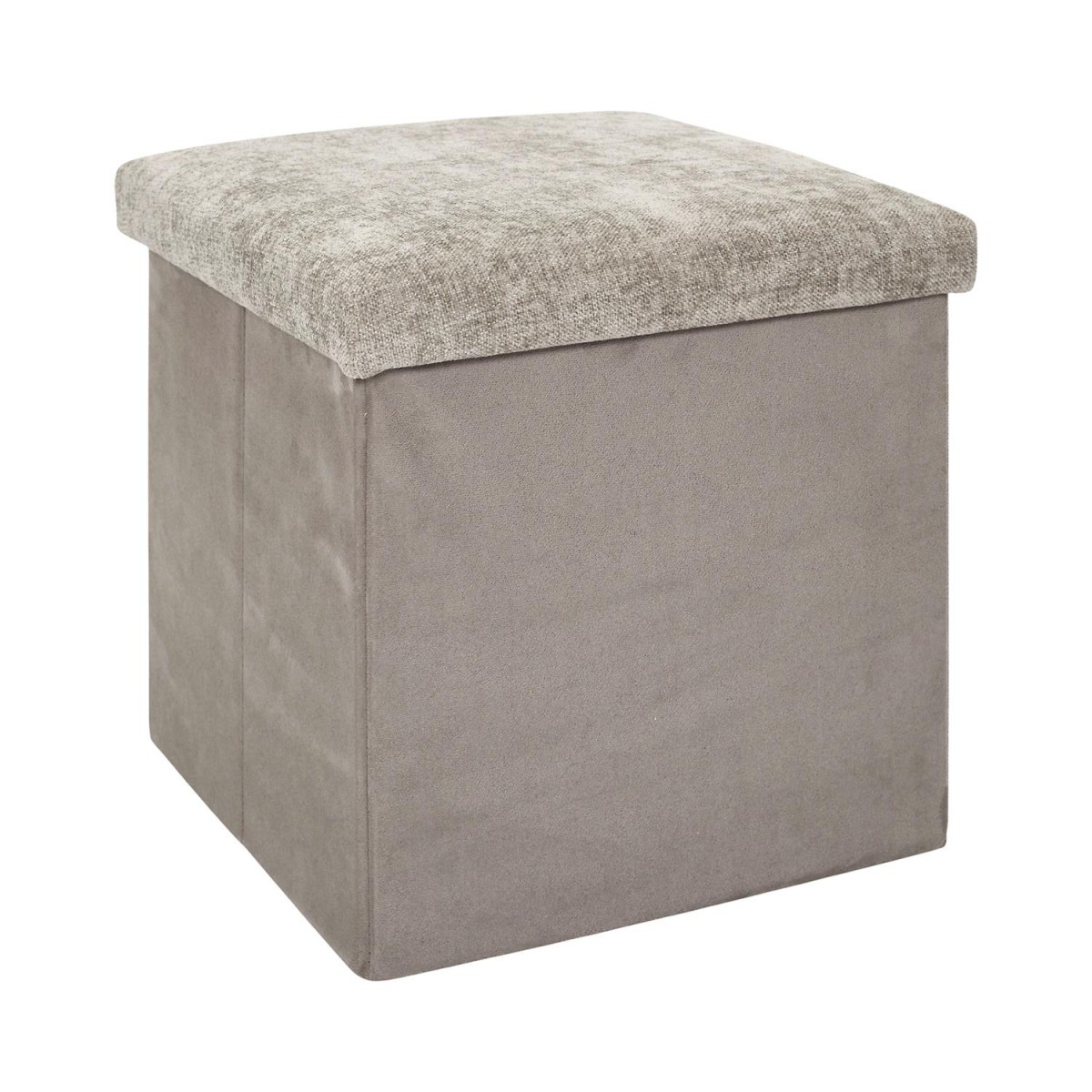 Pouf coffre de rangement Emilia 38cm taupe petit meuble gain de place