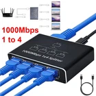 RJ45 Gigabit Ethernet Splitter 1000Mbps LAN Network Internet 1 to 4 Out Adapter