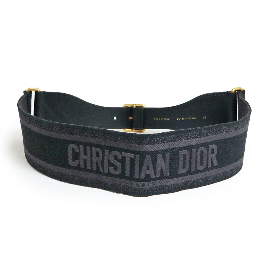 Christian Dior Paris Broderie Cuir de veau Toile Noir