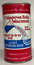 Chippewa Falls 2nd Annual Pure Water Days 12 oz. Straight Steel Beer Can