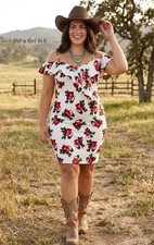 New Boho Women's Plus Size White Floral Bodycon Ruffle Dress 1X 2X 3X Western