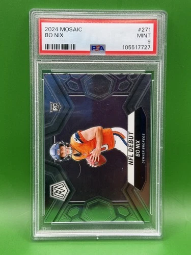 2024 Panini Mosaic Football NFL Debut # 217 RC Bo Nix PSA 9