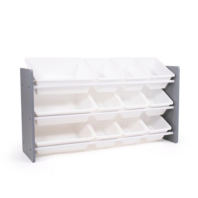 Inspire Made For Me Kids Toy Storage Organizer with 12 Storage Bins, Grey/White