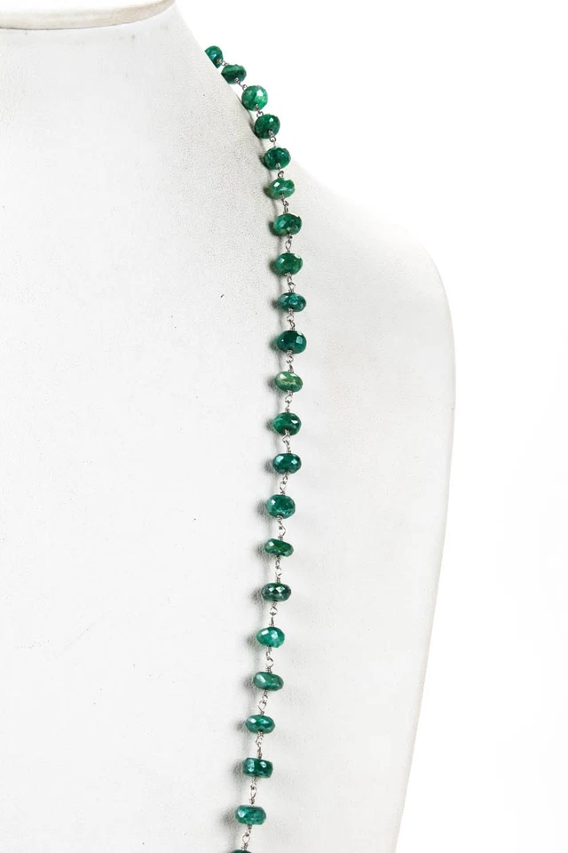 Collar con cuentas de garra de langosta recubierto de plata de ley verde rarezas Foto 2 de 4