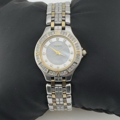Citizen Ladies Eco-Drive MOP Dial Diamond Two Tone Bracelet Watch