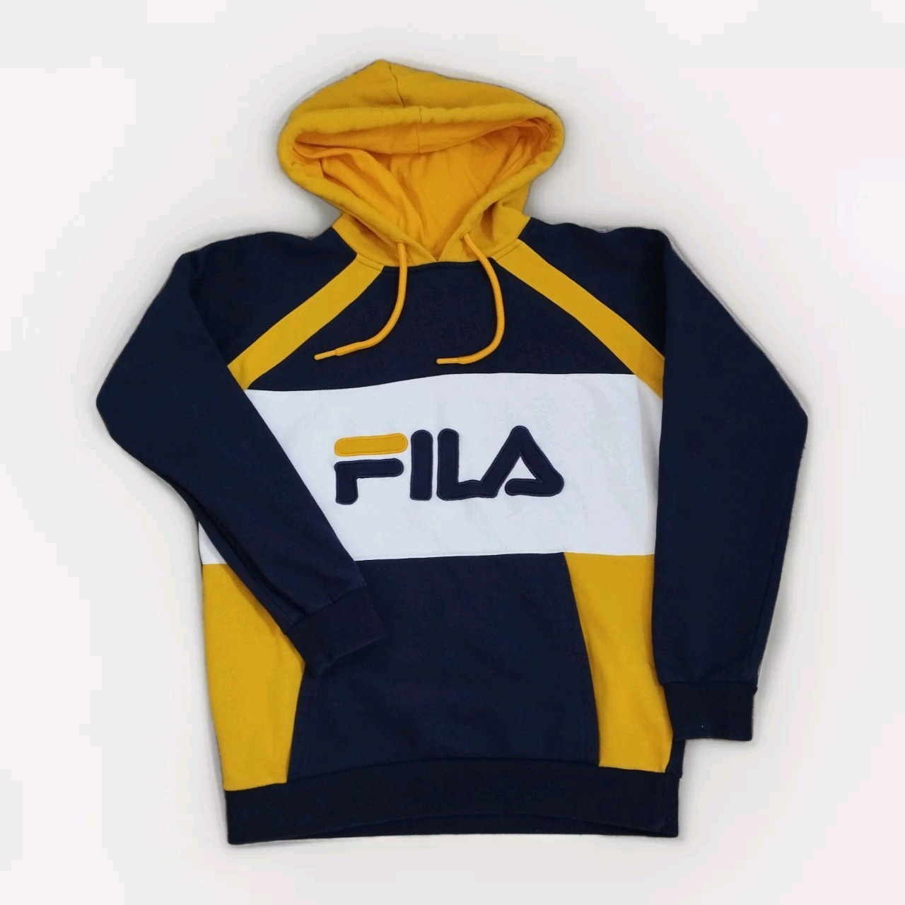 Fila Felpa con Cappuccio Donna M 10 Blu Giallo Pullover Felpa con Cappuccio Ricamata