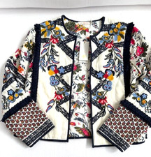 NEW  Tory Burch Embroidered Fringe Amber Jacket Size 4