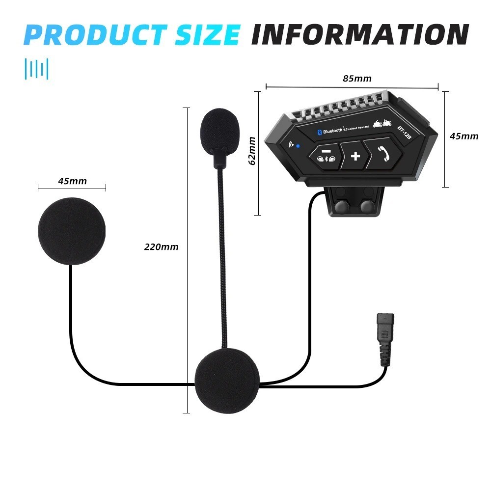Interfono Bluetooth per Moto con Microfono e Cuffie foto 2