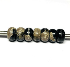 7 Pcs. Black Septrian agate Gemstone 5mm Big Hole Large Hole Beads 14x8mm Beads