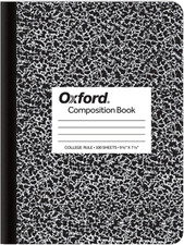 Composition Notebook, College Ruled Paper, 9-3/4" X 7-1/2", Black Marble Covers,