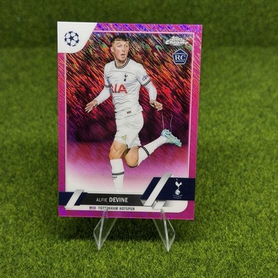 2022-23 Topps Chrome UCL Tottenham Rookie RC Alfie Devine Pink Refractor /250