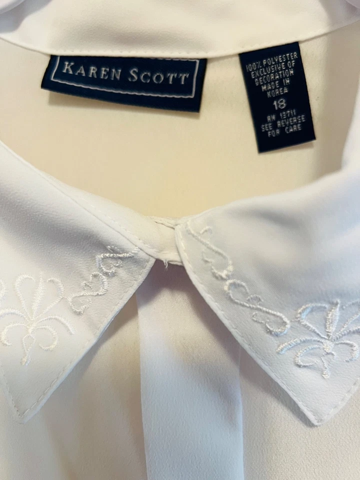 Новый без ярлыков Карен Скотт белый блузка на пуговицах, размер 18 - Изображение 2 из 2