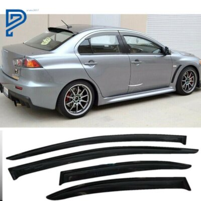 #ad For 08 17 Mitsubishi Lancer Smoke Window Rain Visors Shade Slim Style Guard Vent $23.84