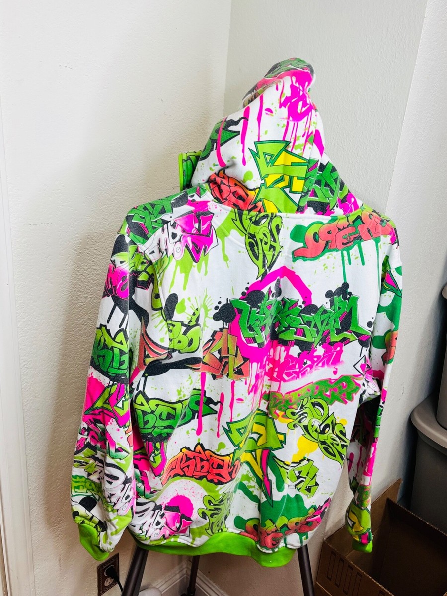 Raw Blue Graffiti All Over Hoodie Color: White and Green Size XL | eBay