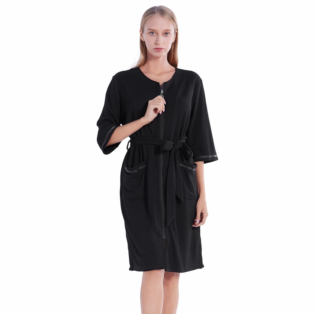 Women's Zipper Robe House Coat Lounger Zip Up Robe Full Length Pajamas