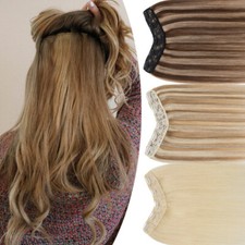 V Shape Russian One Piece Remy Human Hair Extensions Clip In U Part Full Head US