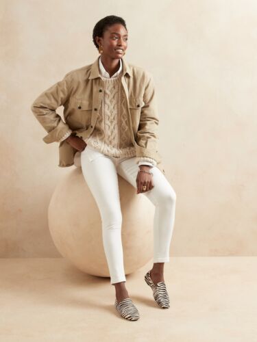 Banana Republic Mid-Rise SCULPT Skinny White Jeans Size 27/4 SHORT - RT$100 NEW
