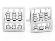 925 Sterling silver abacus cuff links for men with black gift box and purple bag