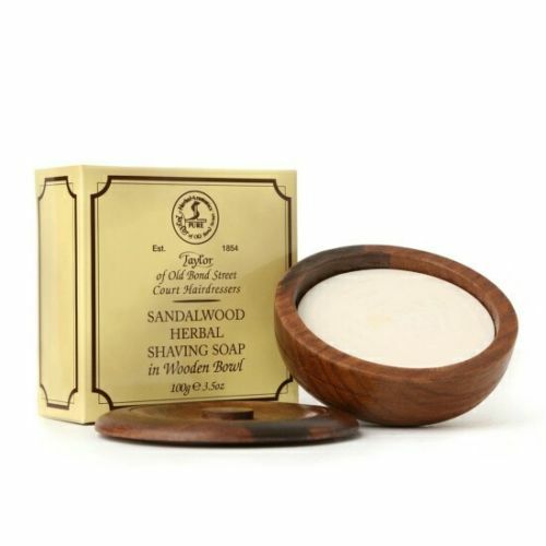 Taylor of Old Bond Street Sandalwood Herbal Shaving Soap In Wooden Bowl 100g